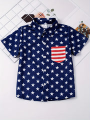 Boys Stars Element Shirts With Pocket Short Sleeve Comfy Stretchy Kids Tops