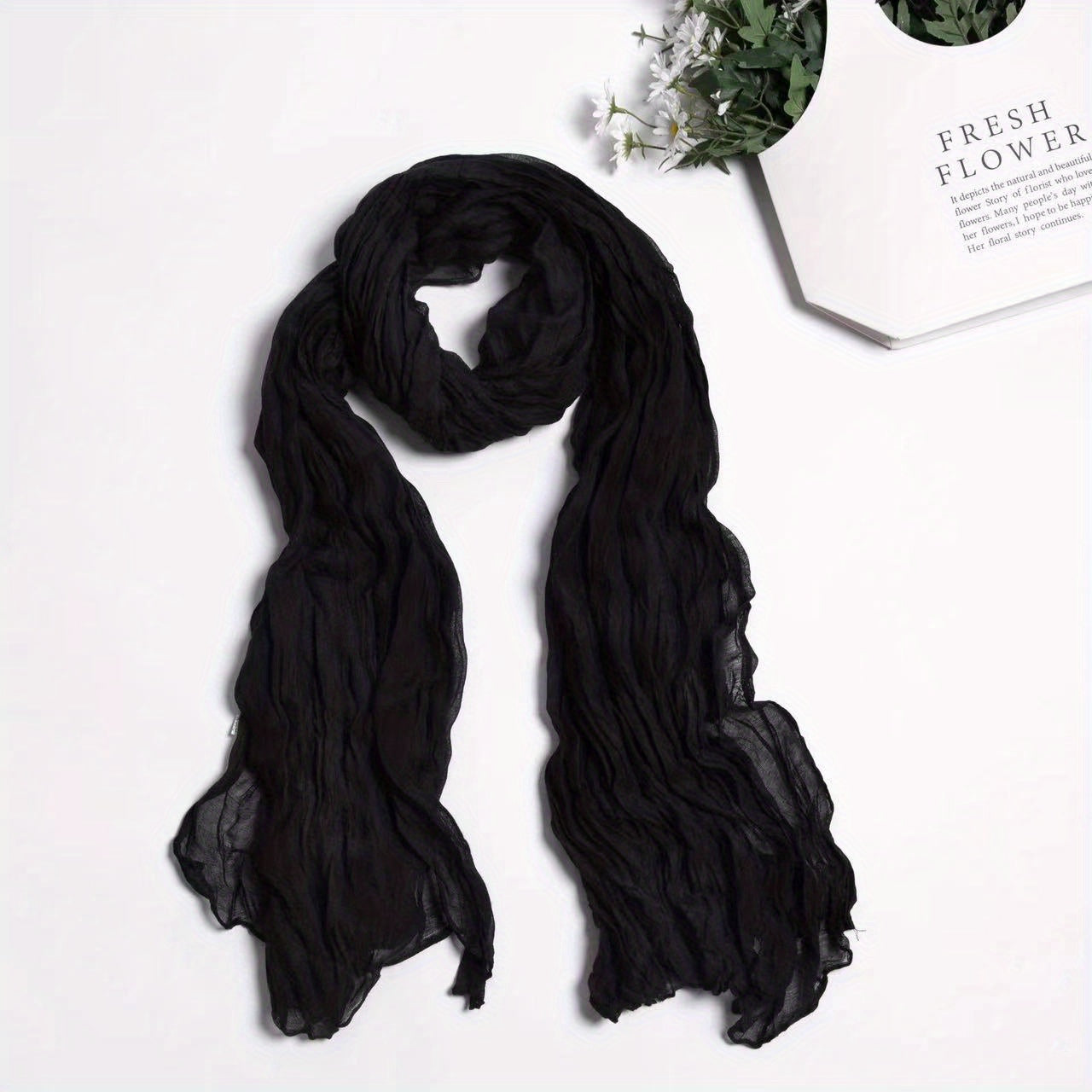 Vintage Crinkle Scarf Distressed Tie Dye Warm Shawls Neckerchief