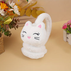 Plush Cat Ear Winter Hat with Retractable Ears Soft Pastel Colors