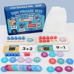 Wooden Ten Frame Math Set for Dual Player Number Learning