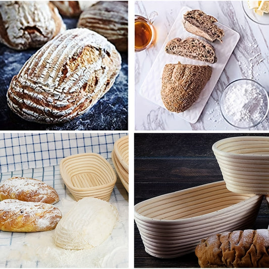 Bread Proofing Basket Round with Liner Cloth Fermentation Natural Rattan Bowl