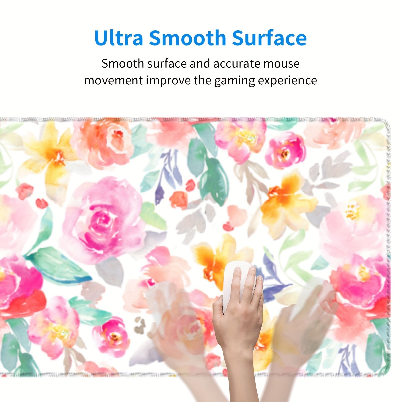 Floral Desk Mat Pink Mouse Pad Non Slip Large Desk Mat