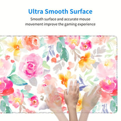 Floral Desk Mat Pink Mouse Pad Non Slip Large Desk Mat