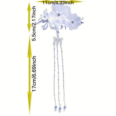 Flower & Tassel Hair Pin Rhinestone Clip Decorative Headwear