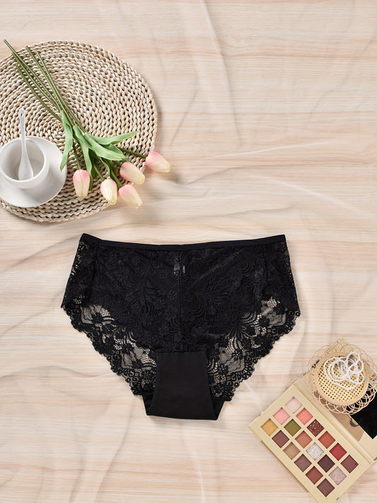  Women's Lace Full Brief Panty Soft Breathable Medium Stretch