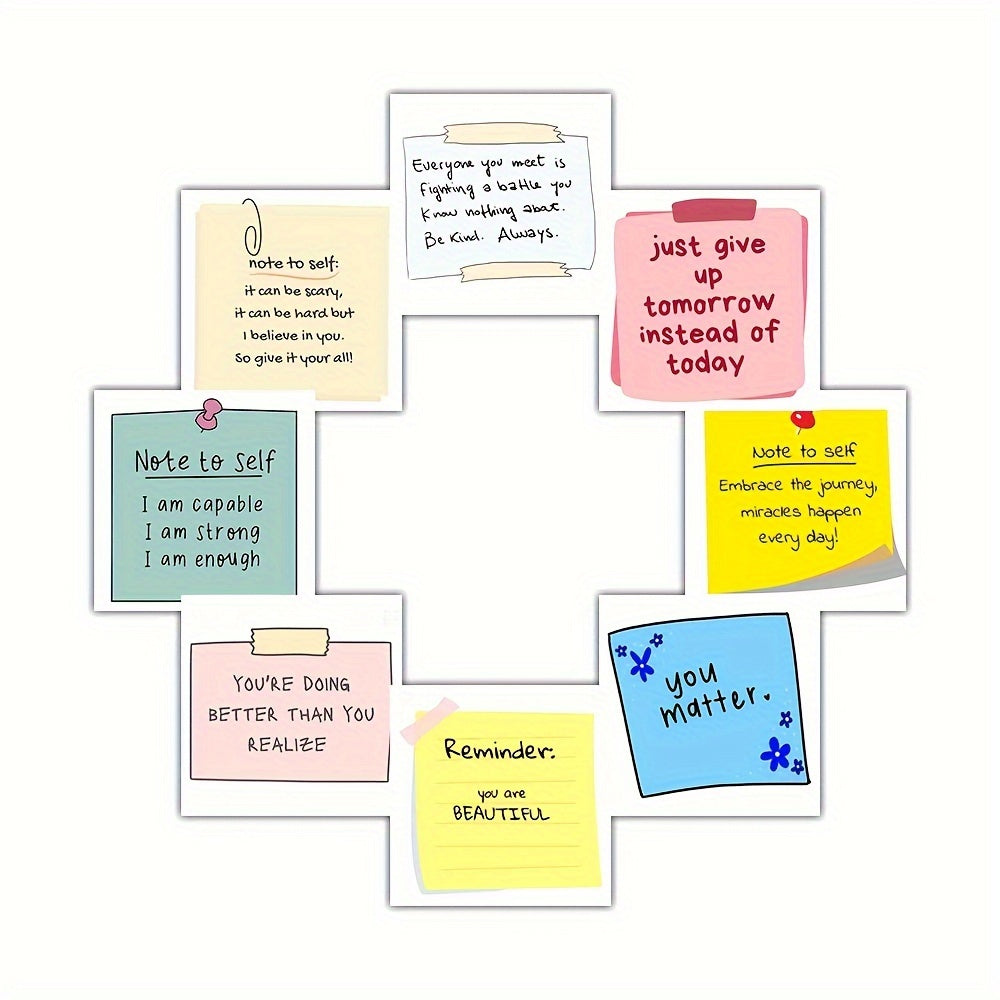 500pcs Inspirational Quote Sticky Notes 8 Styles Self Adhesive Square Stickers