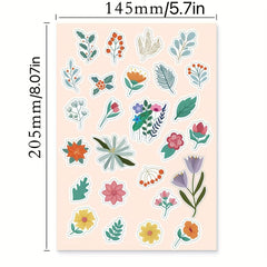 105pcs Flower Stickers Waterproof PVC for Planners Notebooks Cups