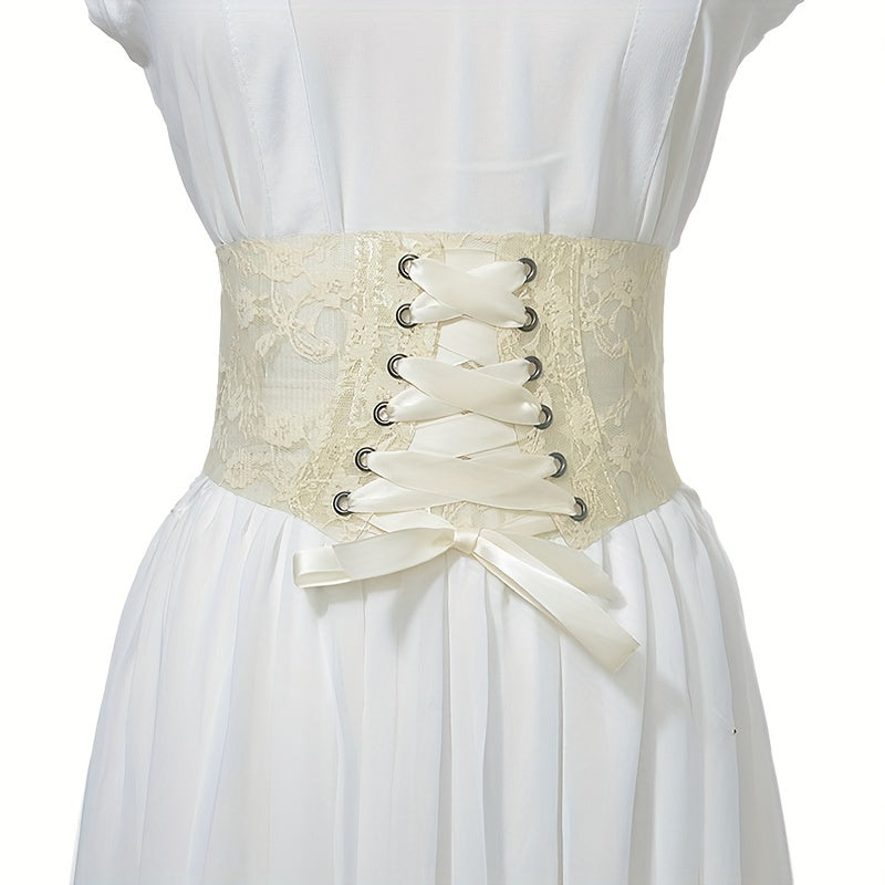 Women's Lace Up Corset Elastic Waist Belt