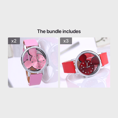 Girls Cute Mouse Watch with Faux Leather Band