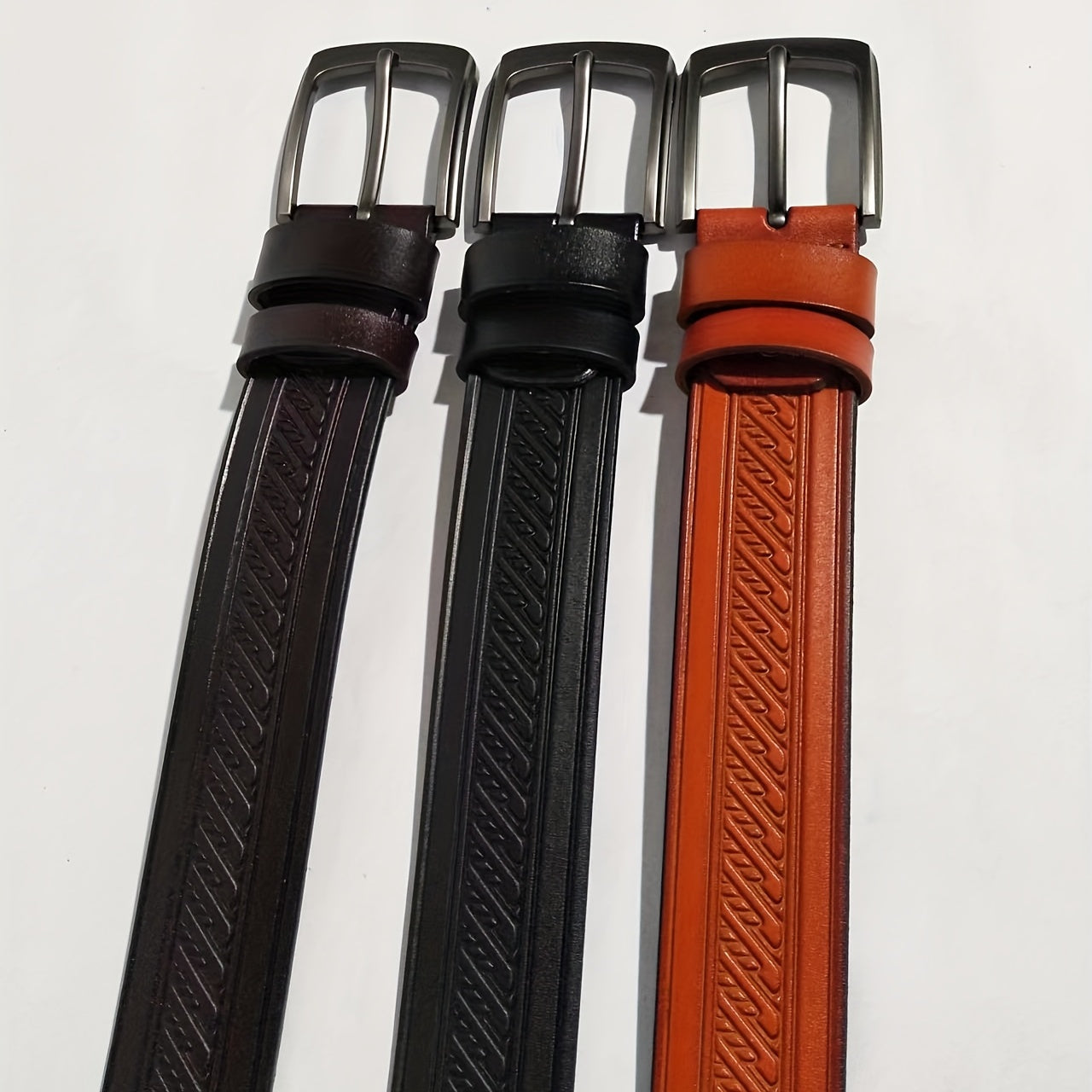 Men's Vintage Plaid Pattern Business Belt