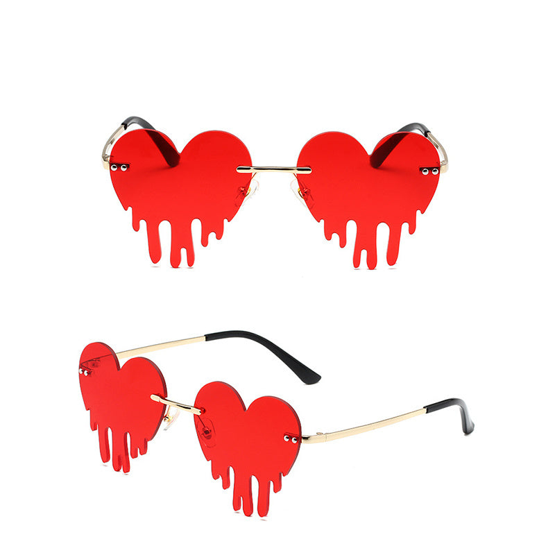 Melting Heart Sunglasses Rimless Party Glasses