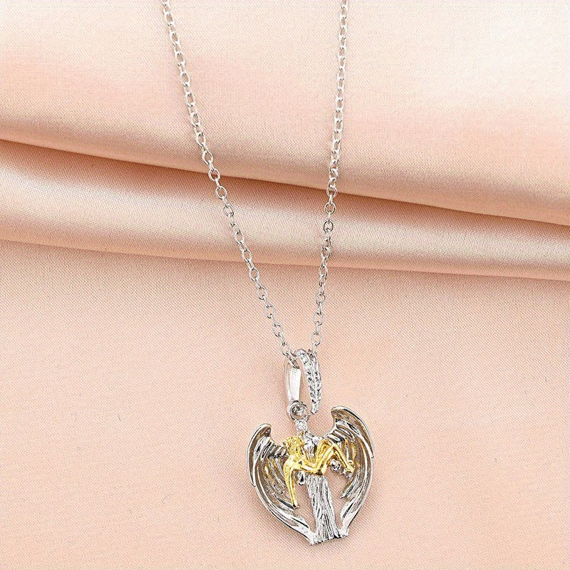 Vintage Angel Pendant Necklace Men's Redemption Religious Necklace