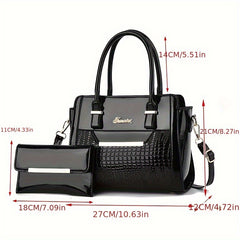 Timeless Solid Womens Bag Set - Shoulder Bag, Top Handle Clutch & Long Wallet