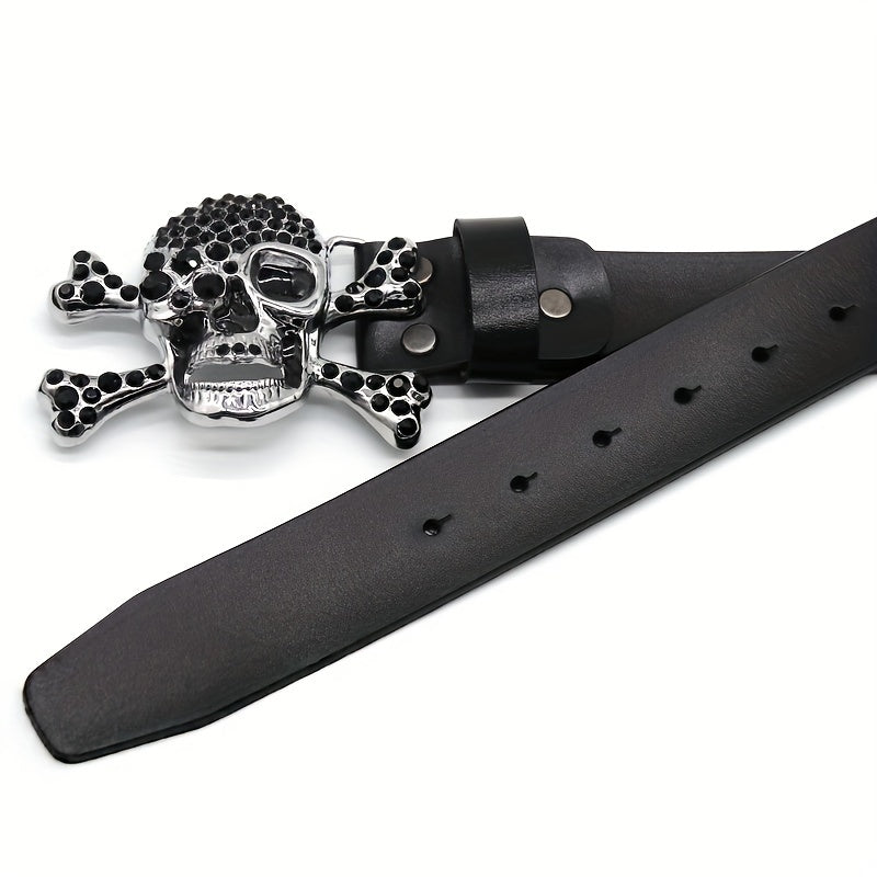 Rhinestone Inlaid Skull Rivet Belt Punk Y2K Hip Hop Gothic Belt