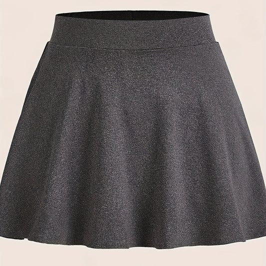 Solid Elastic Waist Mini Skirt for Women
