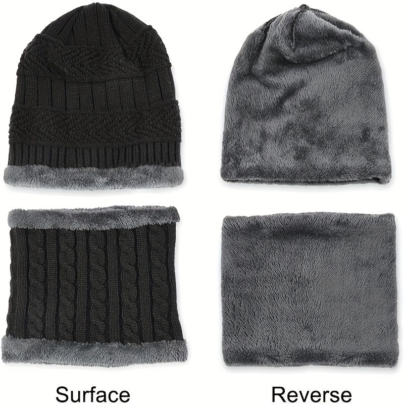 Winter Beanie Hat Neck Cover Touch Gloves Set