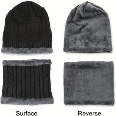 Winter Beanie Hat Neck Cover Touch Gloves Set