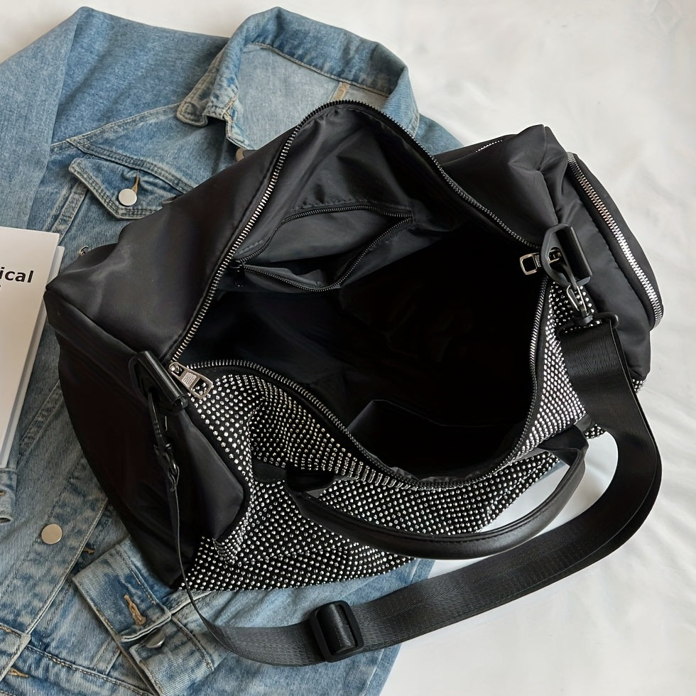 Rhinestone Travel Shoulder Bag Large Capacity Crossbody Handbag