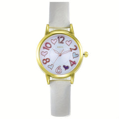 Girls Waterproof Hearts Watch with PU Leather Strap