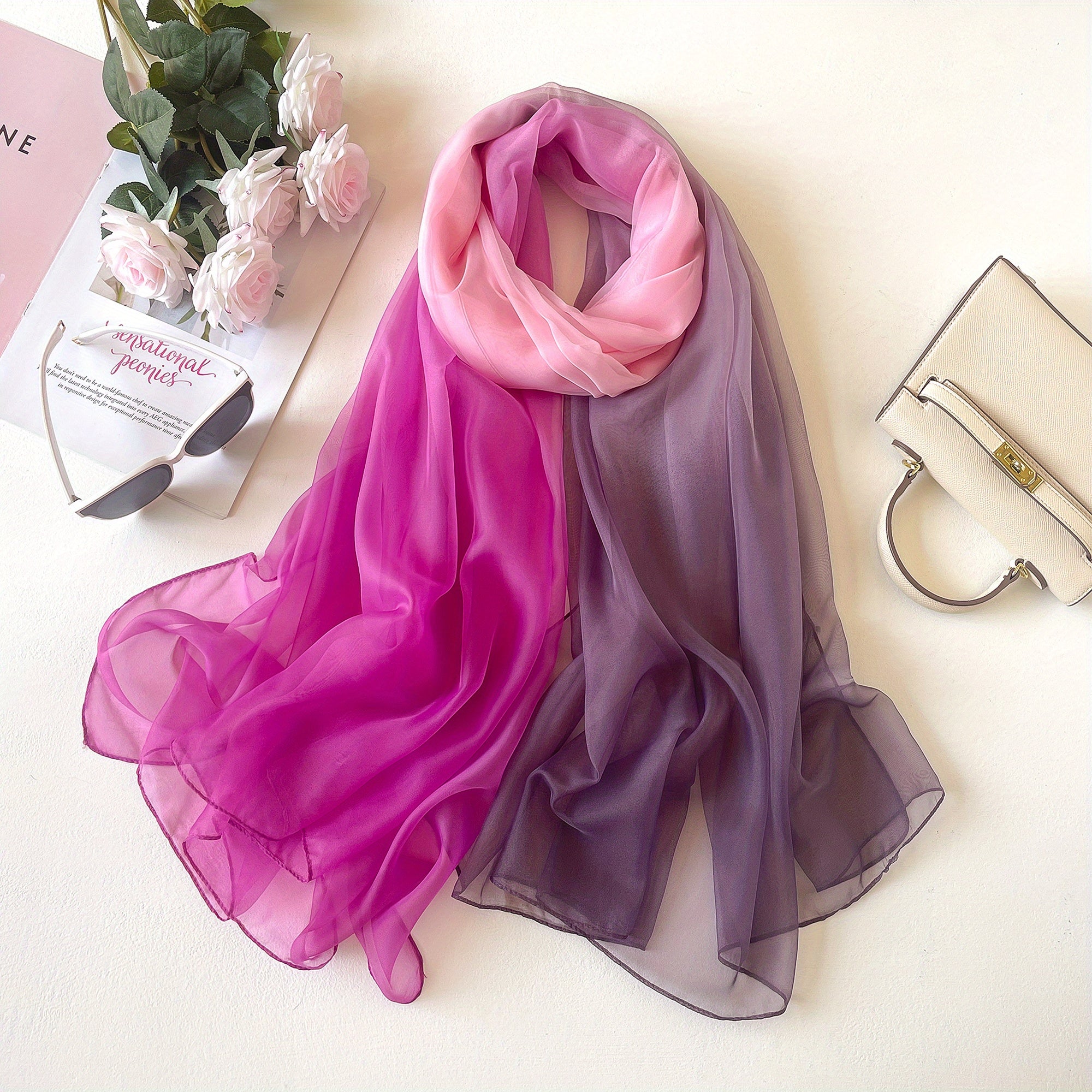Gradient Scarf Lightweight Long Shawl Wrap Sunscreen Windproof