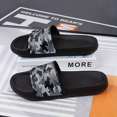 Men's Camo Lightweight Non Slip Open Toe Slides for Beach Summer