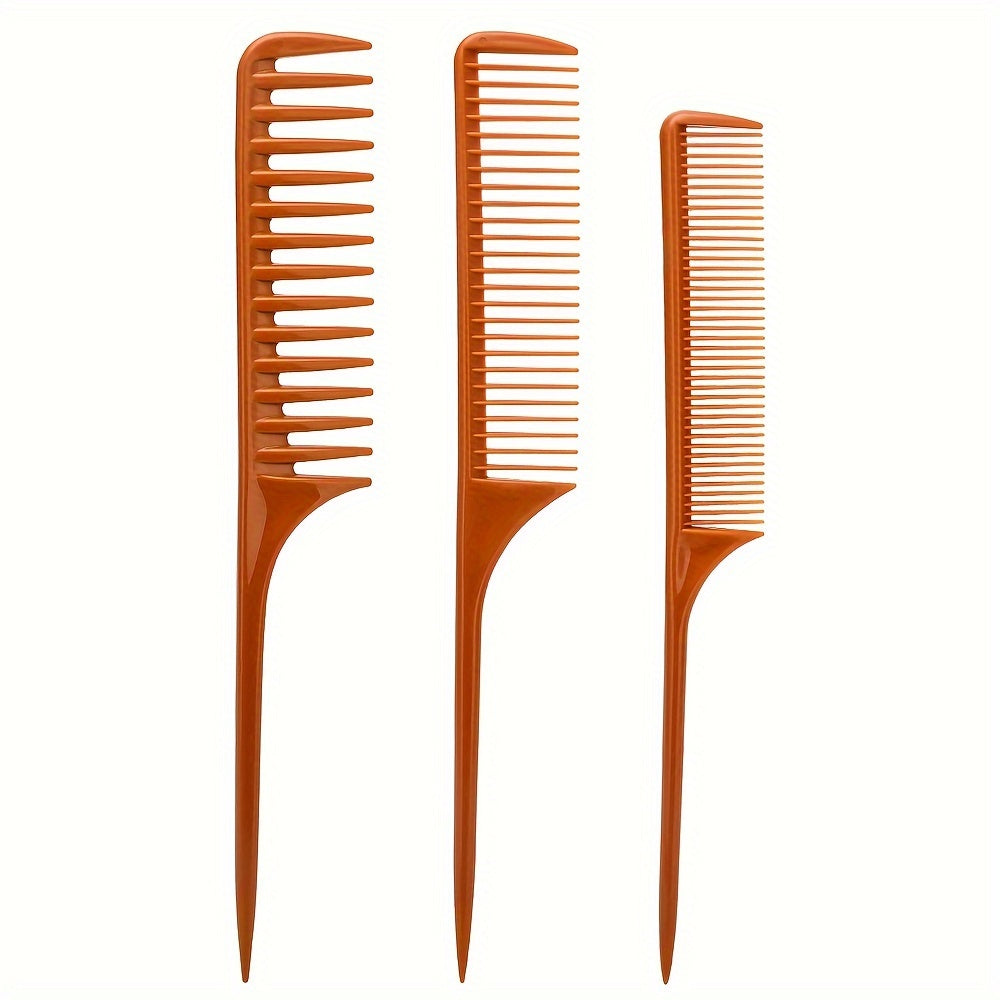 3pcs Hair Comb Set Detangling Rat Tail Wide Tooth Portable Styling Accessory