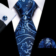 Barry Wang Paisley Jacquard Men's Tie Cufflinks Set