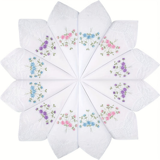 6PCS Butterfly Lace Embroidered Handkerchief Hankies Wedding Supplies