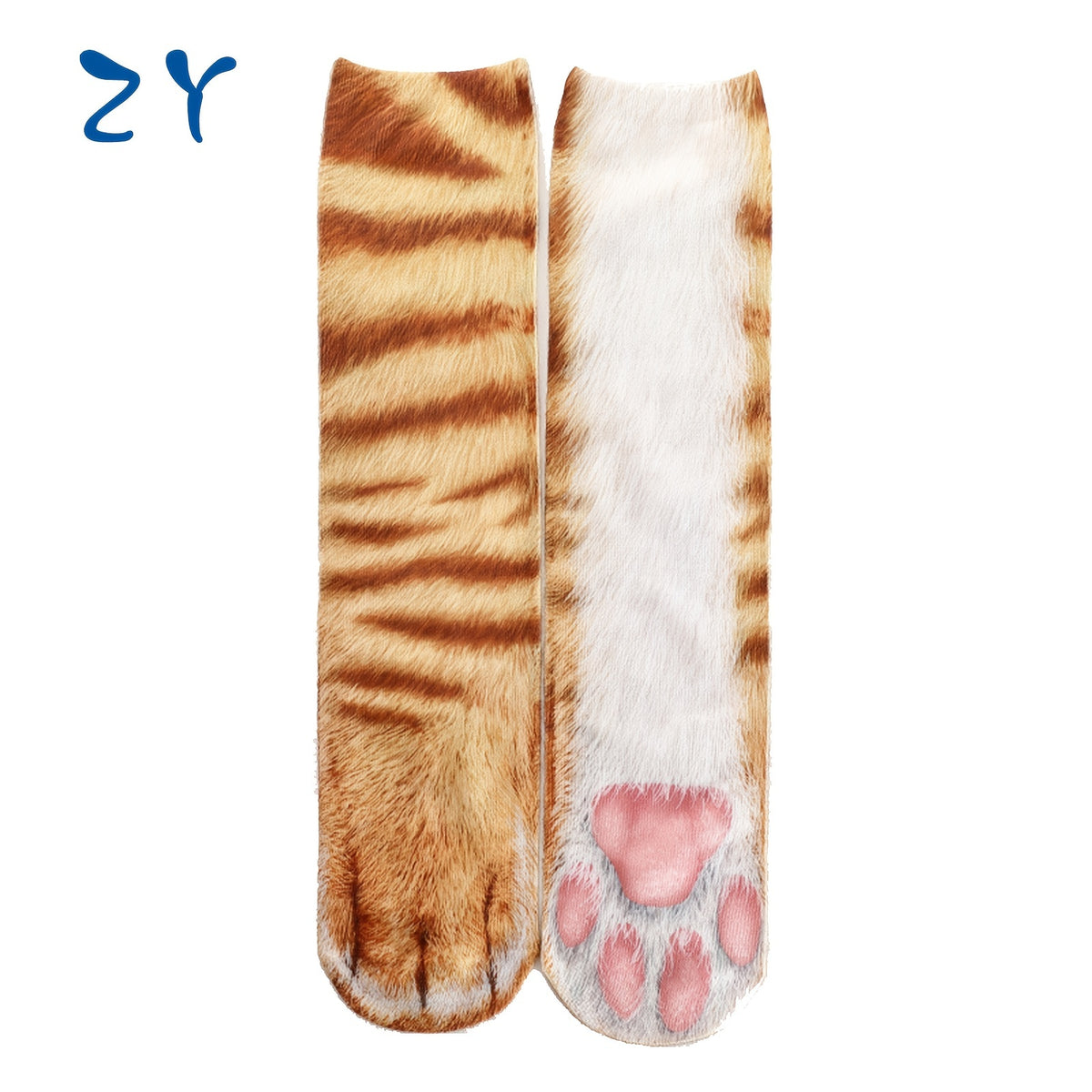 Men's Paw Pattern Crew Socks Casual Comfy Unisex Outdoor All Seasons Wear