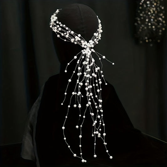 Bridal Faux Pearl Headdress Beaded Hairband Wedding Dress Accessories