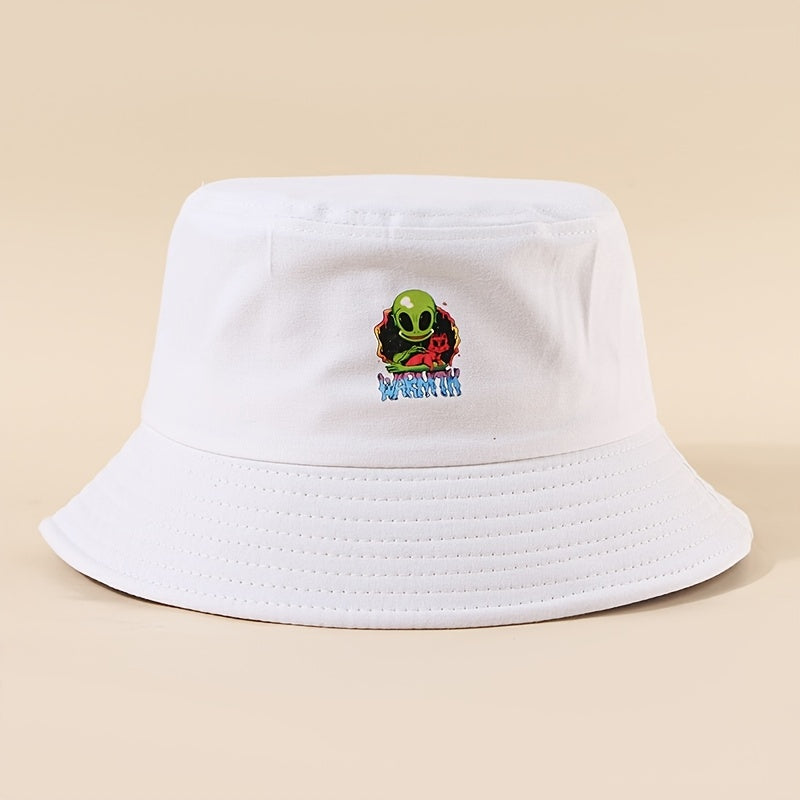 Alien Print Cotton Bucket Hat Man Unisex Visor Sun Hats
