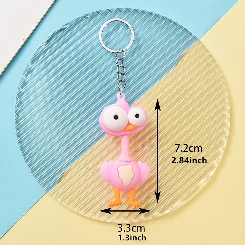 Cartoon Couple Car Keychain PVC Elephant Lion Funny Toy Key Ring