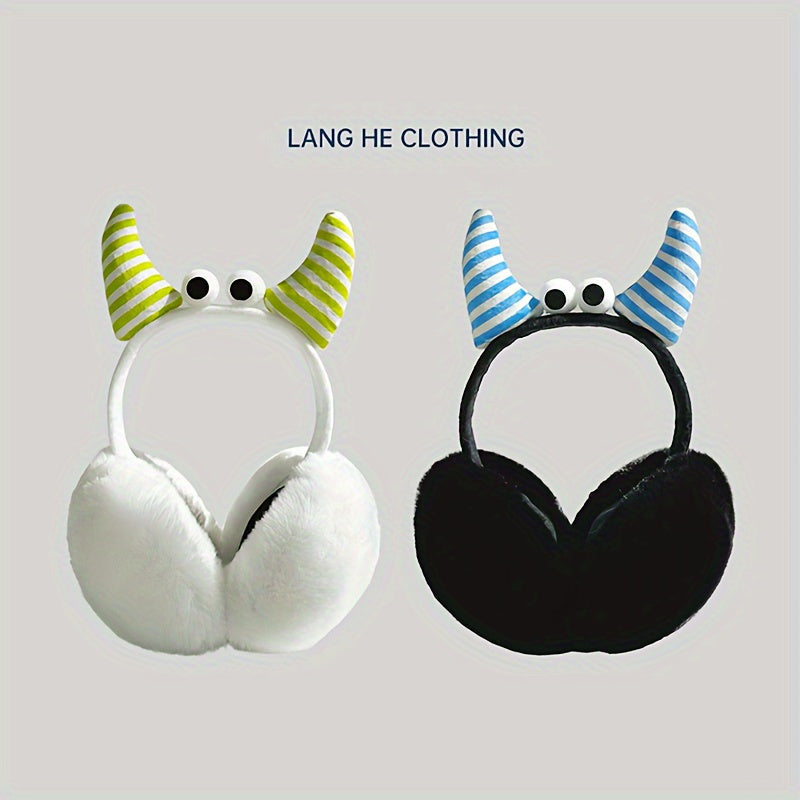 Cute Plush Earmuffs for Winter Cycling, Windproof and Warm