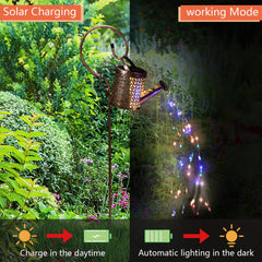 Solar Watering Can Lights String Hanging Solar Waterfall Lights Waterproof
