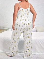  Ditsy Floral Print Camisole & Wide Leg Pants Lounge Set