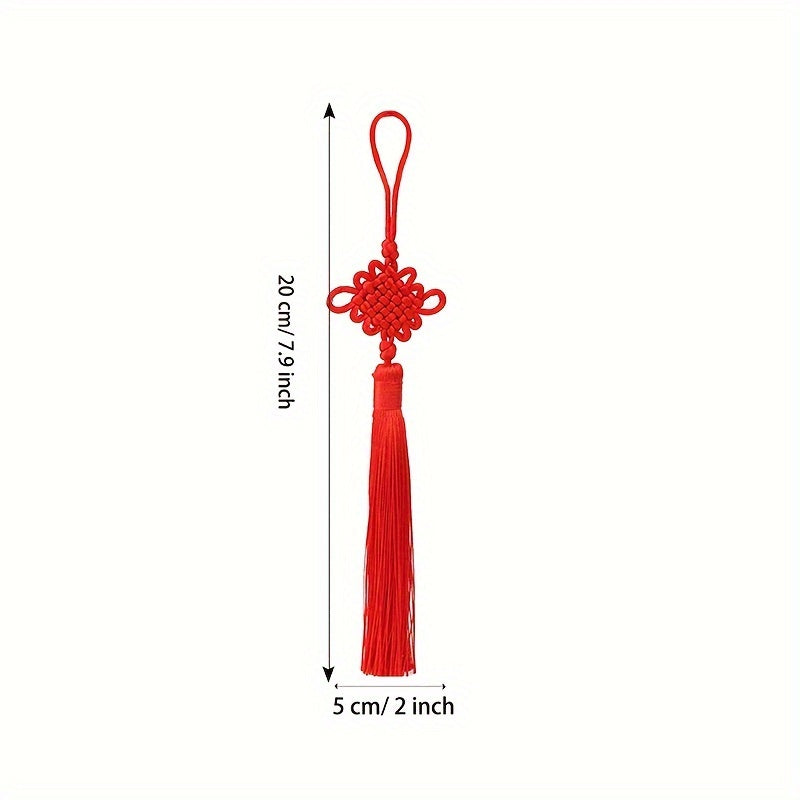 6pcs Red Chinese Knot Lanyard Tassels Hand Woven Pendant