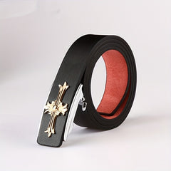 Men's Smooth Buckle Leather Belt Business Casual Frosted Belt