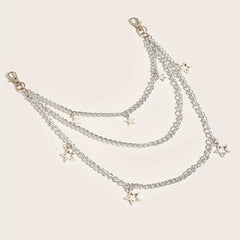 Silvery Pentagram Pendant Metal Belly Chain Y2K Jeans Chain