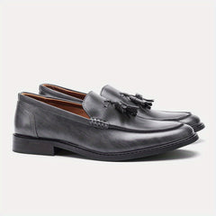 Men's Grey Tassel Loafers for Comfort