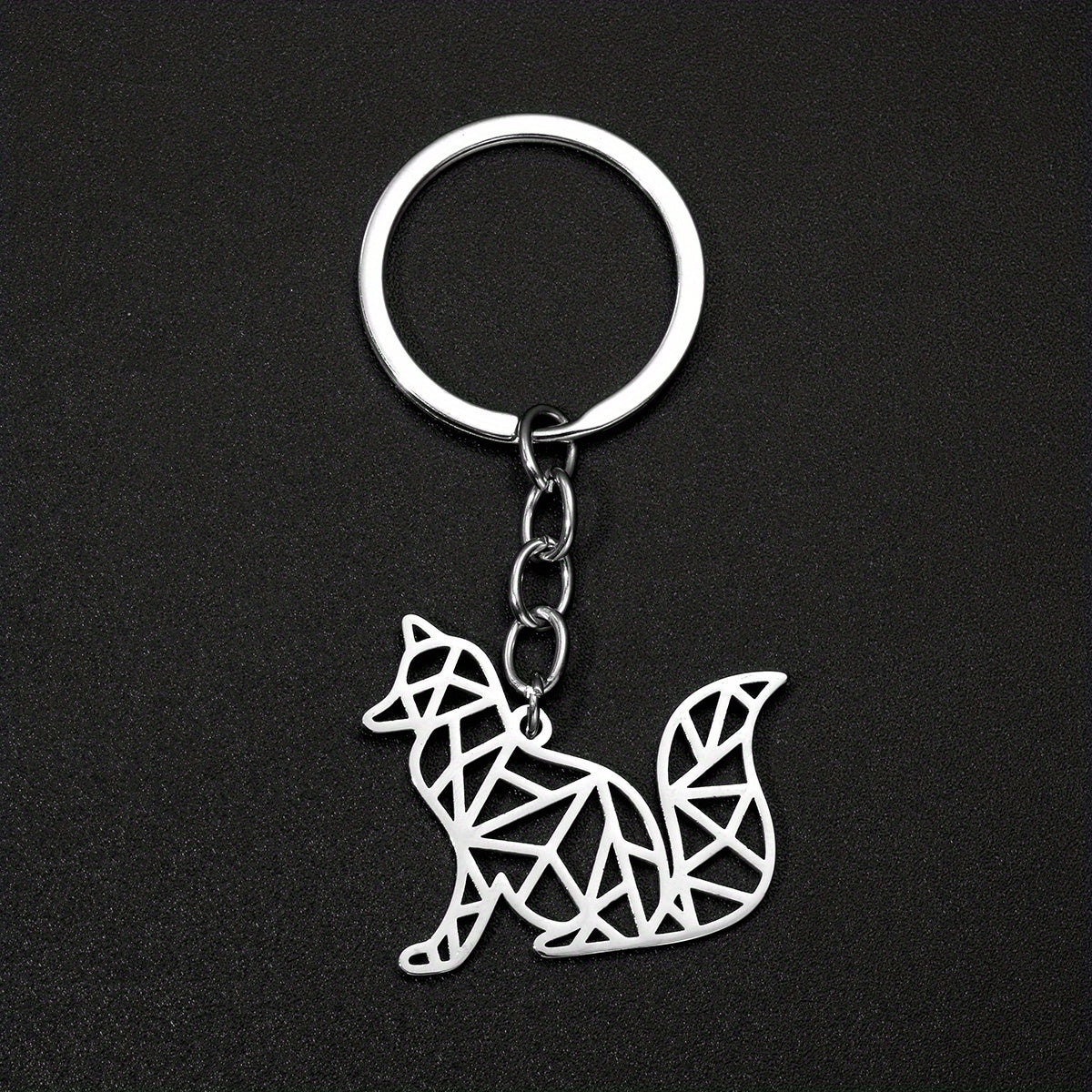 Stainless Steel Fox Keychain for Men
