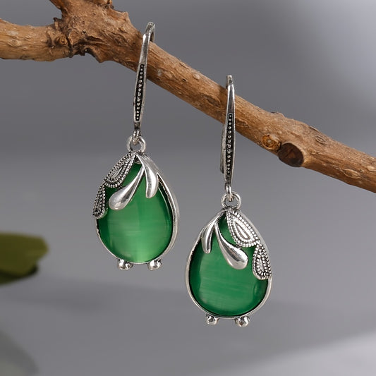Water Drop Shape Drop Earrings Inlaid Gems Wedding Engagement Earrings