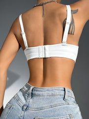 Breathable Glossy Half Cup Push Up Bra Non-slip Strapless High Stretch