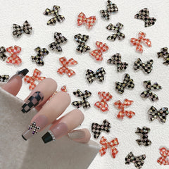 30 pcs 3D Bowknot Nail Charm Ornament Mixed Type Nail Chessboard Bows