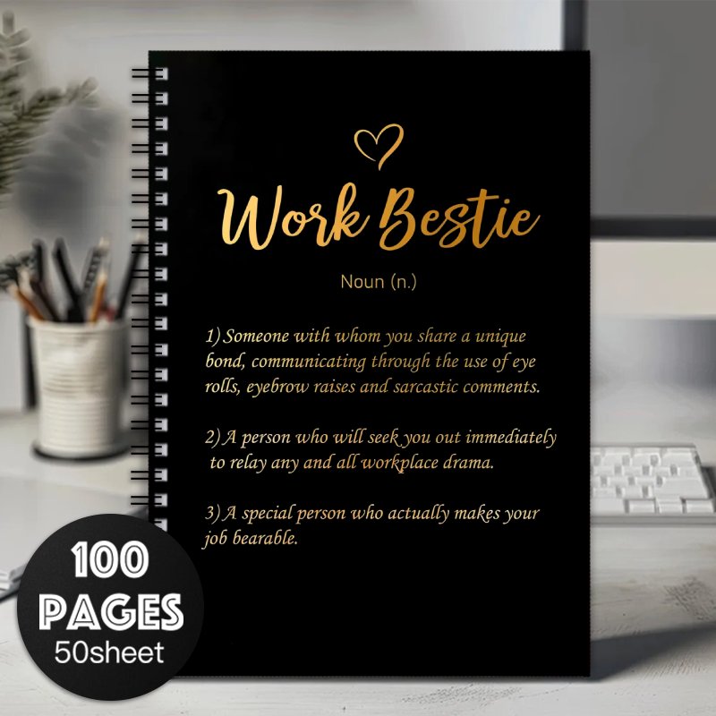 Bestie Golden Spiral Notebook 100 Pages Office Gift Women