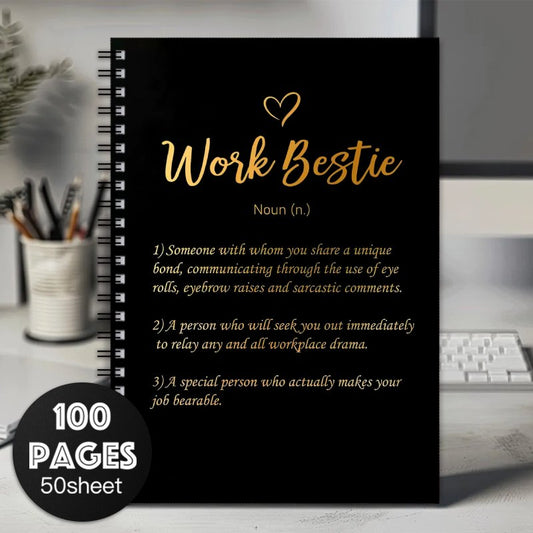 Bestie Golden Spiral Notebook 100 Pages Office Gift Women