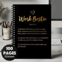 Bestie Golden Spiral Notebook 100 Pages Office Gift Women