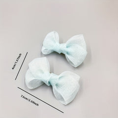 2pcs Baby Girls Mesh Bow Hair Clips Princess Headwear Hair Accessories