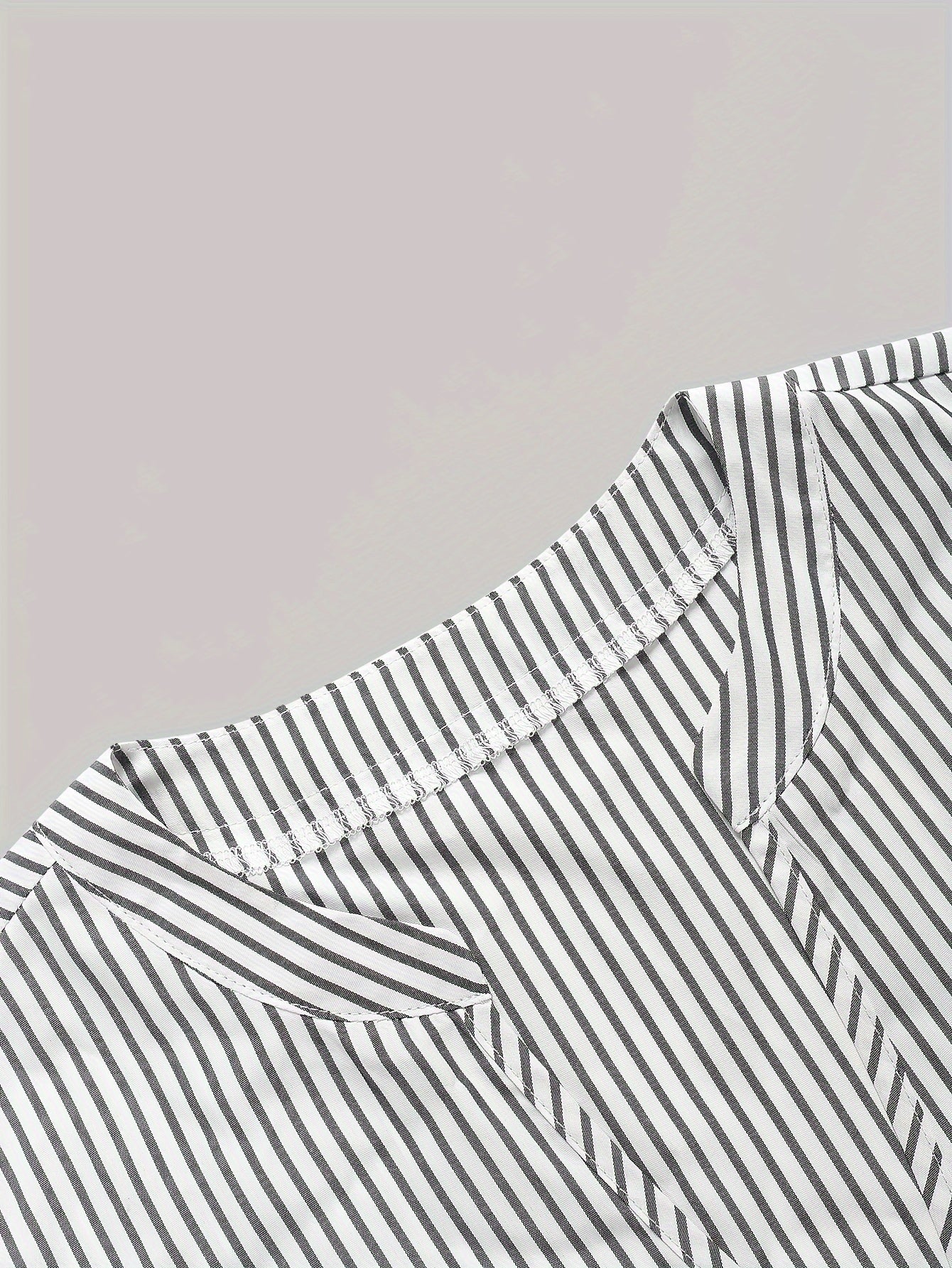  Stripe Print Lantern Sleeve Notched Neck Smock Maxi Dress