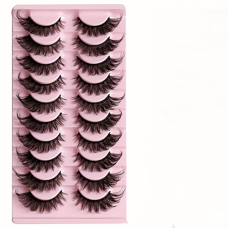 10 Pairs Fox Eye Lashes Layer Thick Volume Faux Mink Lashes 8D Cat Eye Lashes