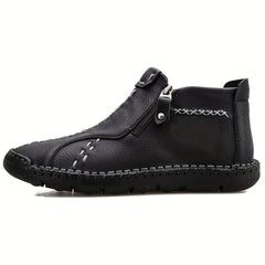 Men's Solid Hiking Boots Non Slip Zipper Casual Durable Shoes